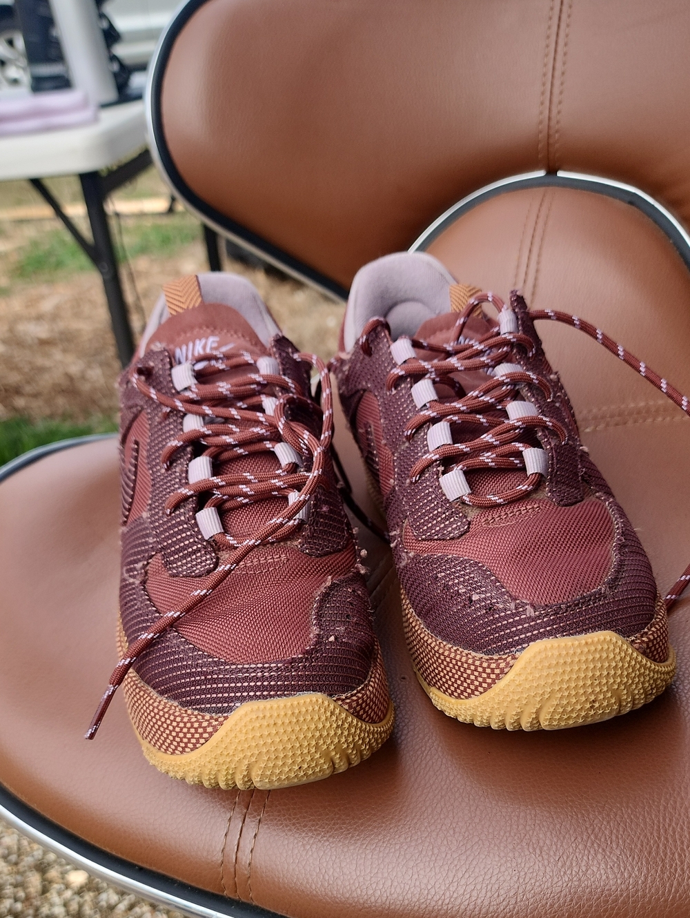 Nike Women's Burgundy and Tan Trail Sneakers